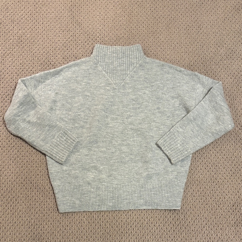 Madewell Dillon Mock Neck Pullover Sweater Wool Alpaca Blend Heather Mint